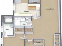 $1,050 / Month Apartment For Rent: Two Bedroom, 2 Full Bath Deluxe - Fountain Plac...